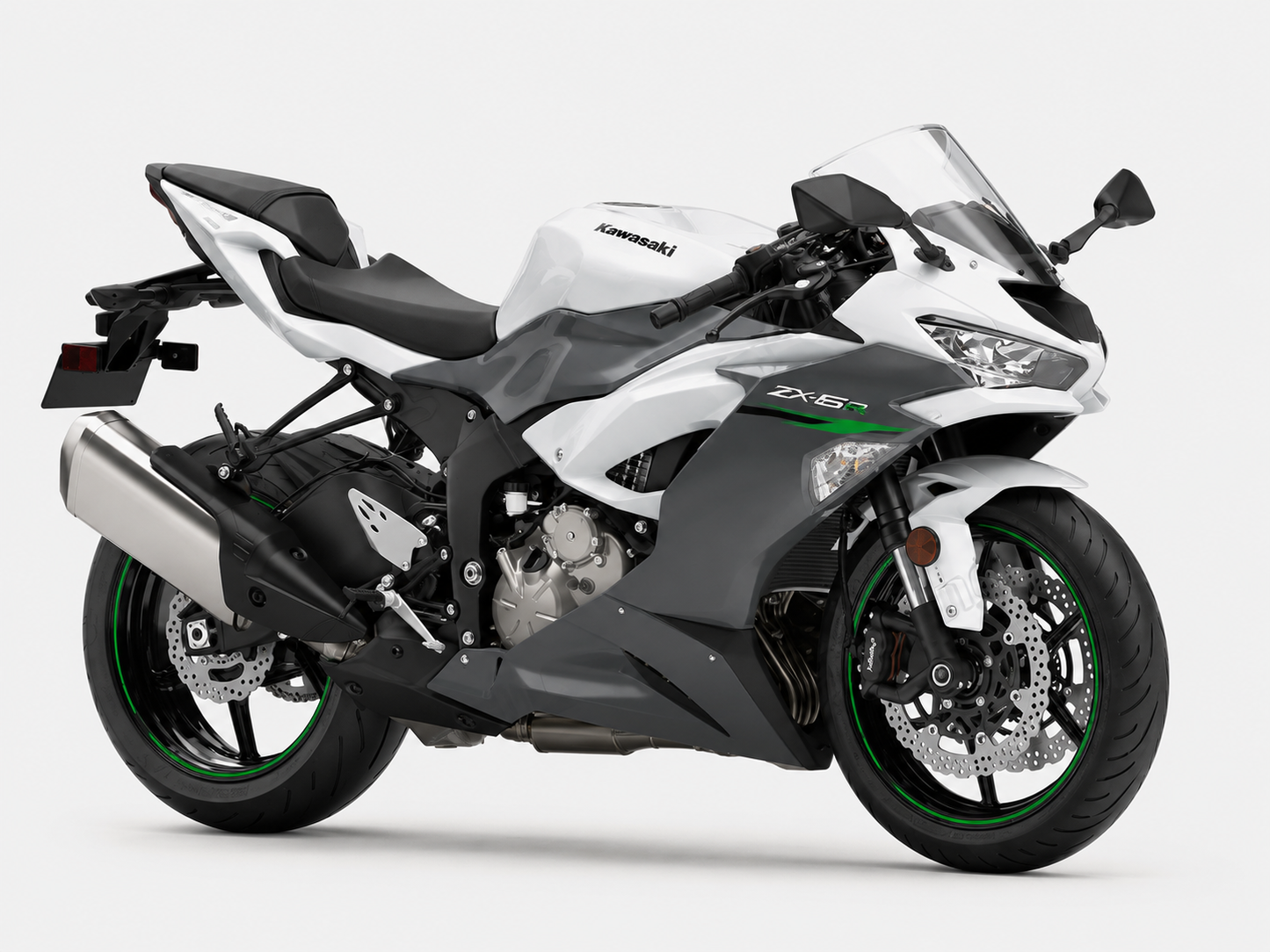 2019-2023 Kawasaki ZX6R OEM Style Fairings – Green/White/Grey