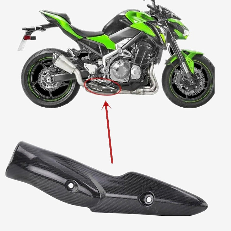 Carbon Fiber Exhaust Mid Pipe Heat Shield – Kawasaki Z900 (2025–2026)