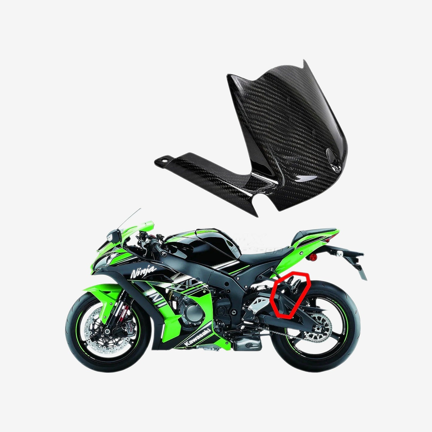 Carbon Fiber Rear Hugger Fender – Kawasaki ZX-10R / ZX-10RR (2011–2026)
