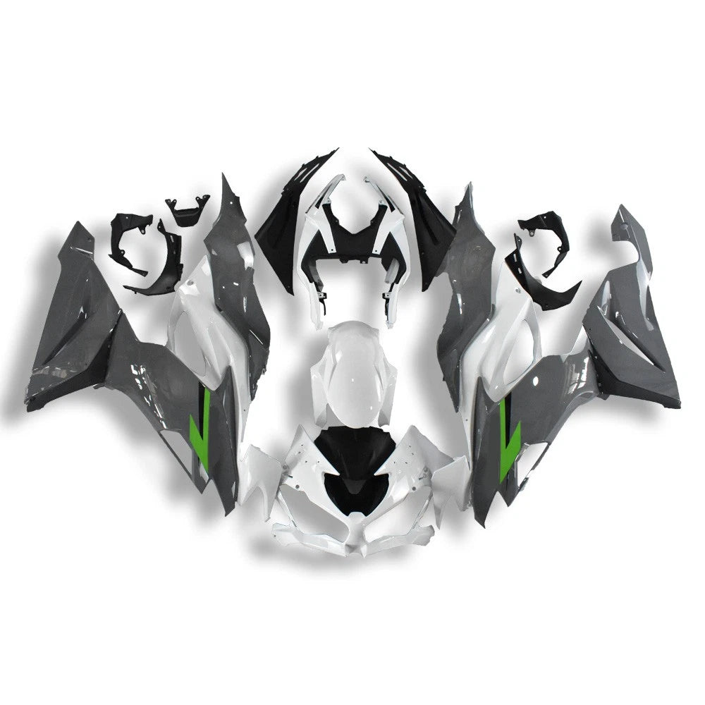 2019-2023 Kawasaki ZX6R OEM Style Fairings – Green/White/Grey